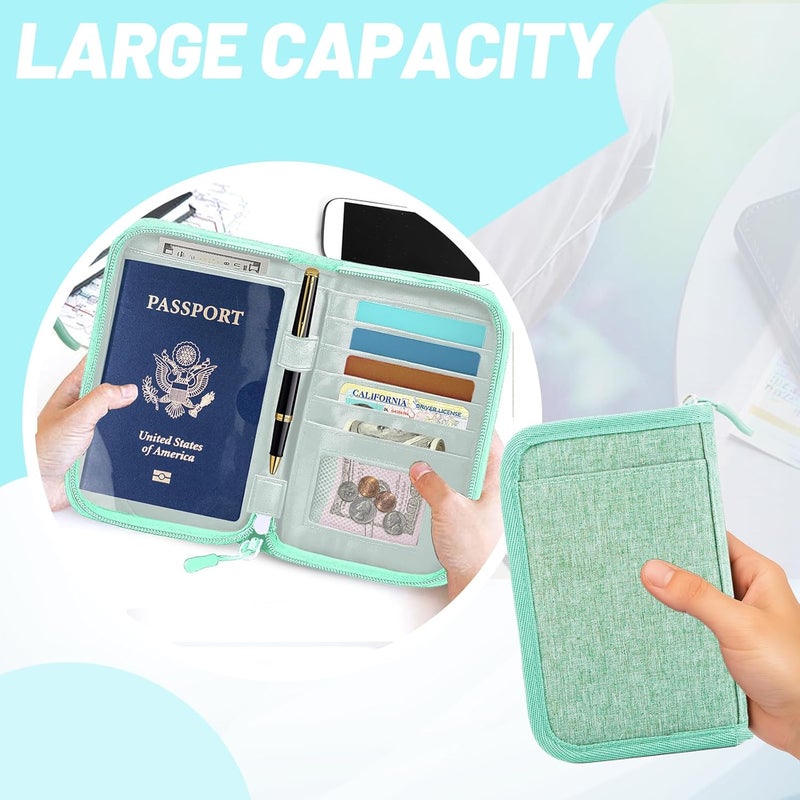 EPIMA Passport Holder for Travel Essentials, RFID Blocking Protector Passport Wallets, Passport Document Organizer Case for Travel Must Have, Passport Book for Women, Couple, Family Cards, Tickets, ID, Cash - Image 4